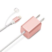 LightningコネクタAC充電器 タフケーブルタイプ 1A ローズゴールド PG-LAC10A06PK