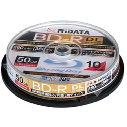 録画用BD-R DL 10枚 スピンドルケース 260分 6倍速 インクジェットプリンタ対応 BD-R260PW 6X.10SC A