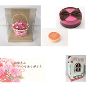 母の日セットG (ソープフラワー ピンク/ケーキ/カード) [ギフトセット]