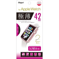 SMW-AW421FLGT [Apple Watch 42mm用 液晶保護フィルム 極薄反射防止マット 気泡レス2枚組]