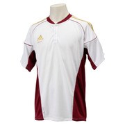 GYJ76-S16955-J2XO [adidas Professional 2ボタンベースボールシャツ J2XO ホワイト×カレッジエイトバーガンディ]