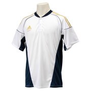 GYJ76-S89938-J2XO [adidas Professional 2 ボタンベースボールシャツ J2XO ホワイト/カレッジネイビー]