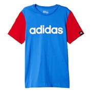 JPB66-AK2501-J150 [KIDS Boys エッセンシャルズ リニアロゴTシャツ ジュニアサイズ 150 ブルー/ビビッドレッド]