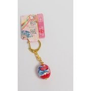 和風なつめ玉キーホルダー赤（波）
