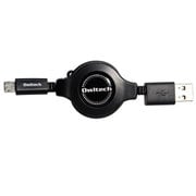 巻き取り式 マイクロUSBケーブル 1m microUSB/USB-A 両面挿し対応 ブラック OWL-CBRJMUB10-BK