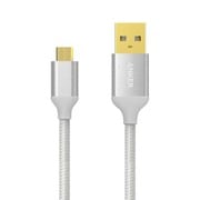 Micro USBケーブル 高耐久ナイロン 0.9m シルバー A7115041