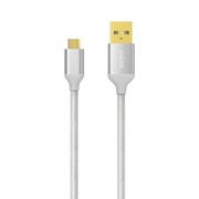 Micro USBケーブル 高耐久ナイロン 1.8m シルバー A7116041