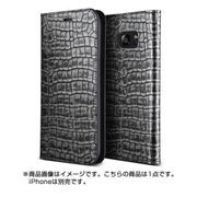 GALAXY S7 Edge 対応 Genuine Croco diary 牛本革レザーケース ダークシルバー