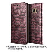 GALAXY S7 Edge 対応 Genuine Croco diary 牛本革レザーケース ローズピンク