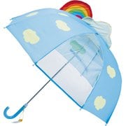 子供用傘 キッズアンブレラ ソラレインボー 45cm 手開き式 8本骨 透明窓つき ネームタグつき 水色 KI676982