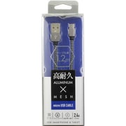 microUSBコネクタ対応 USBアルミ&メッシュケーブル120cm ブラック QX-046BK