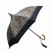 03AKS-1205BK [レディース バラ柄 レースプリント 晴雨兼用傘  ブラック 47cm]