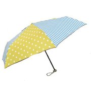 ZA-701D [婦人用雨傘 ドットストライプコンビ 折りたたみ傘 55cm イエロー]