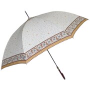 JV-491B [婦人用雨傘 エスニックボーダープリント ジャンプ長傘 60cm ベージュ]