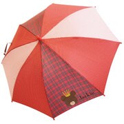 113 くまのがっこう 先染めチェックの子供傘 50cm レッド