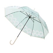 WH14SS-187 レディース長傘フラワーストライプグリーン60cm