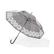 WH14SS-187 レディース長傘フラワーストライプブラック60cm