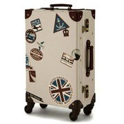 ABS芯材 スタンプ柄 4輪トランクキャリー ROYAL(ロイヤル) 旅行日数目安:1~2泊 33L ベージュスタンプ 7015-53BE