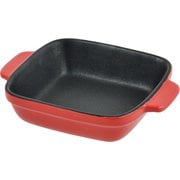 オーブンシェフ ふっ素耐熱深型プレート 14×14cm レッド L-1821