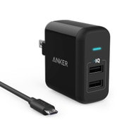 Anker PowerPort 2 ブラック+Anker Micro USBケーブル 0.9m ブラック B2141N11