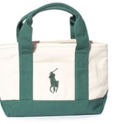 959036A [ASHLEY SCHOOL TOTE SM - IVORY/GREEN]