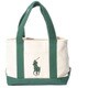 959039A [BRISTOL SCHOOL TOTE MD - IVORY/GREEN]
