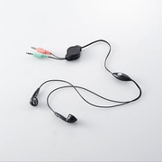 ヘッドセットマイクロフォン 両耳インナーイヤーホン 巻取付 1.0m HS-EP14BK