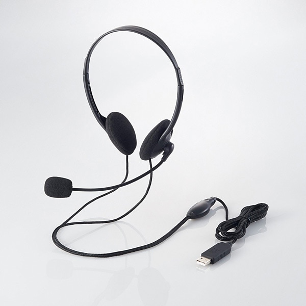HS-HP27UBK [USBヘッドセット マイクロフォン 両耳小型オーバーヘッドタイプ 1.8m ブラック]