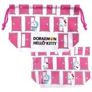 ドラえもん×ハローキティ マチ付巾着 どこでもドアいっぱい [H18×W27×D9cm]
