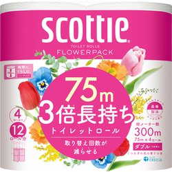 フラワーパック 3倍長持ち 4ロール ダブル [トイレットティシュー]