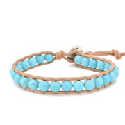 レディース セミプレシャスストーン1連ラップブレスレット TURQUOISE BEIGE BS-2028 TQ/BEG