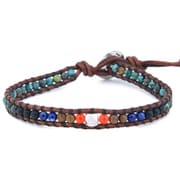 メンズ セミプレシャスストーン1連ラップブレスレット TURQUOISE MIX NATURAL DARK BROWN BSM-1635 TQ MIX/N DK BRW