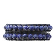 メンズ セミプレシャスストーン2連ラップブレスレット MATTE LAPIS-NATURAL DARK BLUE BSM-1652 MAT LPS/N DK BLU