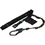 サポーターベルト付 じゃばら式 タフアルミ 自在環 安全帯 黄ライン/黒