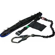 エアー式サポーターベルト付 じゃばら式 タフアルミ 自在環 安全帯 反射ライン/黒