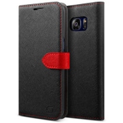 GALAXY S7 Edge 対応 Saffiano Diary PUレザーケース (スタンド機能) ブラック LF_S7ECSPLSD_BK