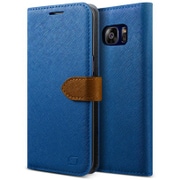 GALAXY S7 Edge 対応 Saffiano Diary PUレザーケース (スタンド機能) ダークブルー LF_S7ECSPLSD_BL