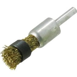 EM15 [φ15×27×6 軸付エンドブラシ 6mm軸 鋼線メッキ線]