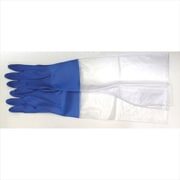 ビニール手袋 サーモ発泡腕カバー付 Lサイズ ブルー DA-32