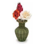 GRLIA03812 [RATTAN FLOWER SET-AMPHORA KHAKI/CHEBREFEUILLE JASMINE]