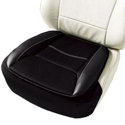 5346-43BK [シートクッション スポーツレザー 軽/普通車用 ヒップ型 スカート型ストッパー付き 48×50×5.5cm ブラック]
