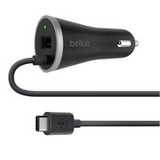 USB-C カーチャージャー(15W/3A/5V) 1.2m USB-C ケーブル搭載/USB-Aポート内蔵(5W/1A/5V) F7U006bt04-BLK