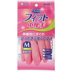 家庭用手袋 ゴム手袋 食品衛生法適合 キッチン 食器洗い 掃除 洗濯 ガーデニング やわらかフィット 天然ゴム 中厚手 Mサイズ ピンク 1双