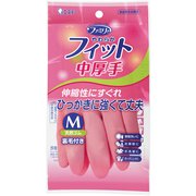 やわらかフィット 天然ゴム 中厚手 Mサイズ ピンク 1双 [家庭用手袋 ゴム手袋 食品衛生法適合 キッチン 食器洗い 掃除 洗濯 ガーデニング]