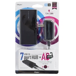 USB2.0 AC7ポートハブ セルフパワー ブラック UH-2434BK