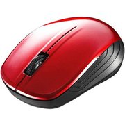 ワイヤレスマウス 無線(2.4GHz)接続式 BlueLED 3ボタンタイプ 電池式 シンメトリーデザイン レッド BSMBW108RD