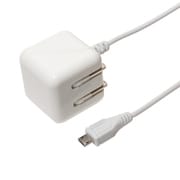 AC充電器 キューブ型充電用ACアダプタ 最大出力2.1A microUSBケーブル一体型 0.5m スイング式プラグ採用 白 IPA-MC01/WH