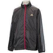 BV966 AZ4791 J/XO [M ESSENTIALS 3ストライプス ブライトツイル ウインドブレーカージャケット （裏起毛） メンズ XOサイズ ユーティリティブラックF16]