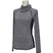 BUT67 B30813 [W ワークアウト 3ストライプ ハイネック長袖Tシャツ レディース J/L ダークグレイヘザー]