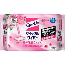 クイックルワイパー クイックル 立体吸着ウエットシート エッセンシャルローズの香り 32枚 [清掃用品 フロア用そうじシート]